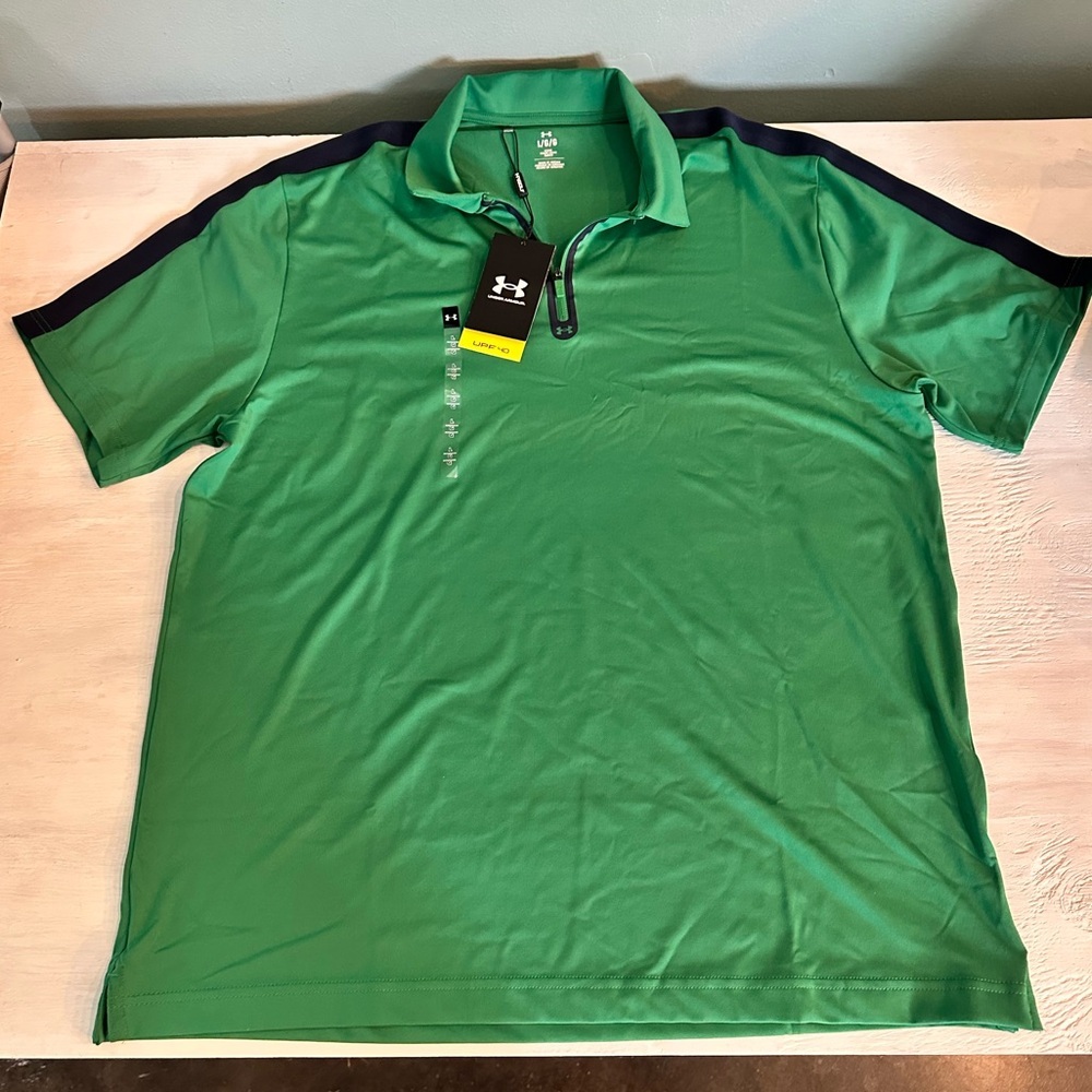 Under Armour UA Men's Drive Zip Polo Shirt Green/Midnight Navy